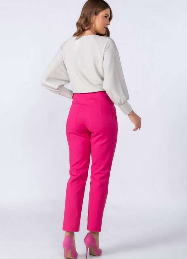 Lamis - Calca Reta em Algodao Ziper no Bolso Rosa 4