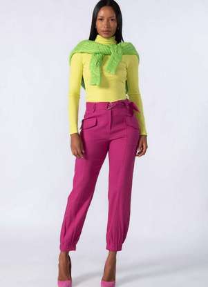 Cos Baixo CalÃ§a Cos Alto De Amarrar Calça Jeans Plus Size Jogger