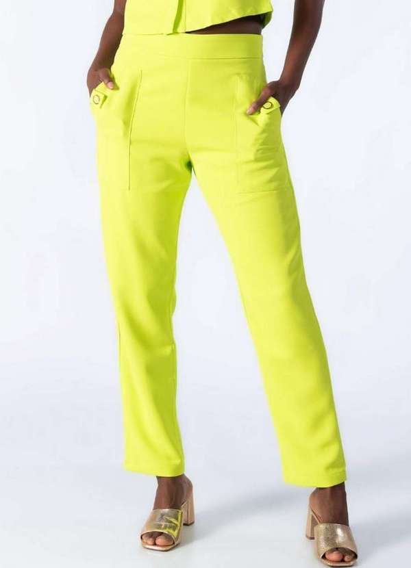 Lamis - Calca Reta em Poliester com Bolso Verde