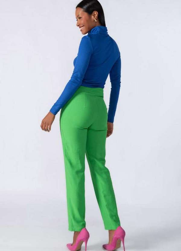 Lamis - Calca Reta em Viscose Detalhe no Bolso Verde 4