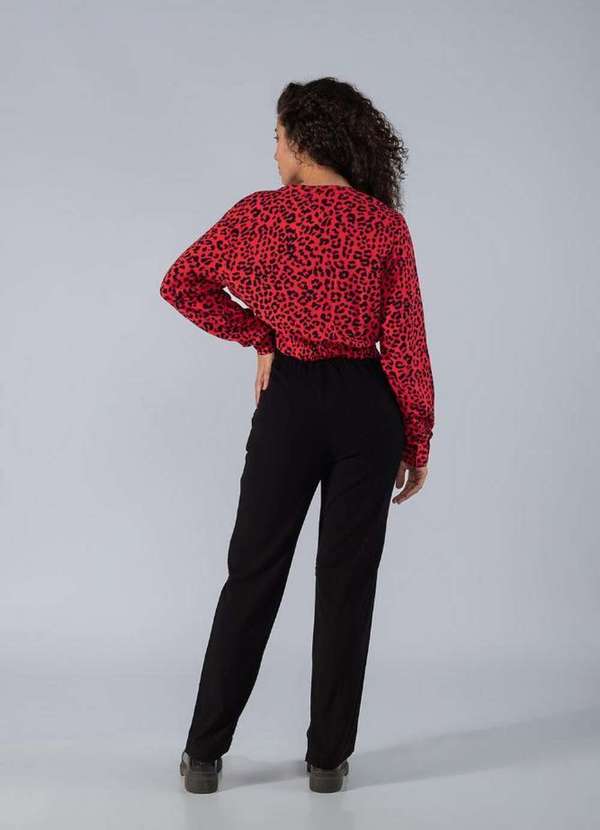 Lamis - Calca Reta em Viscose Ziper Lateral com Bolso Preto