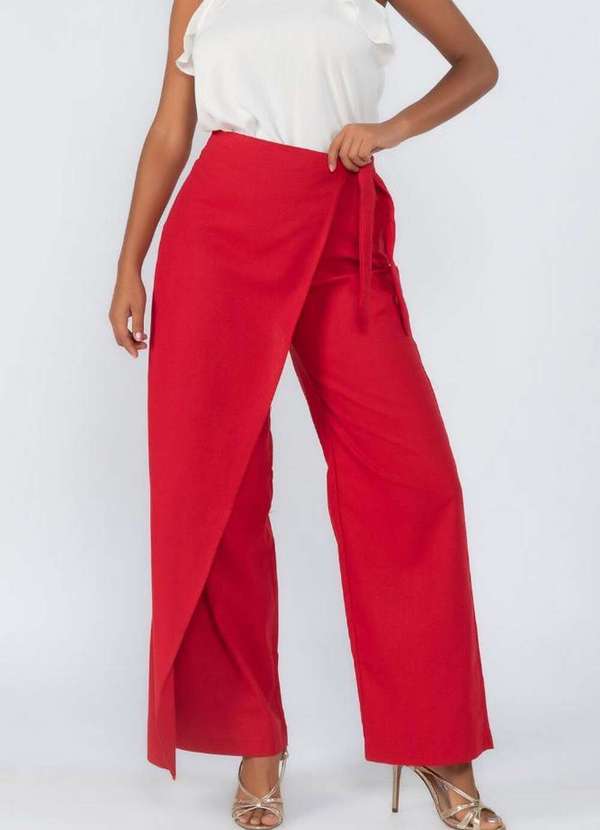 Lamis - Calca Saia Pantalona em Linho Vermelho 3