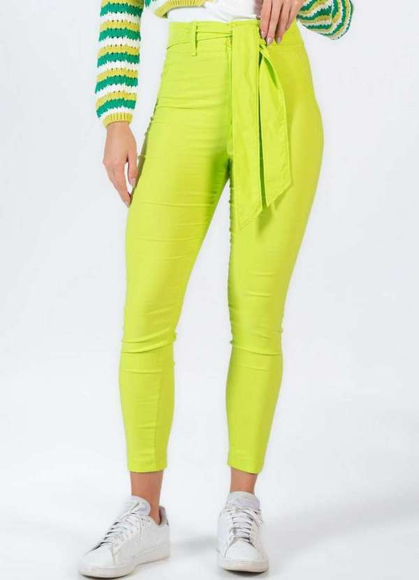 Lamis - Calca Skinny em Viscose com Faixa Verde 2