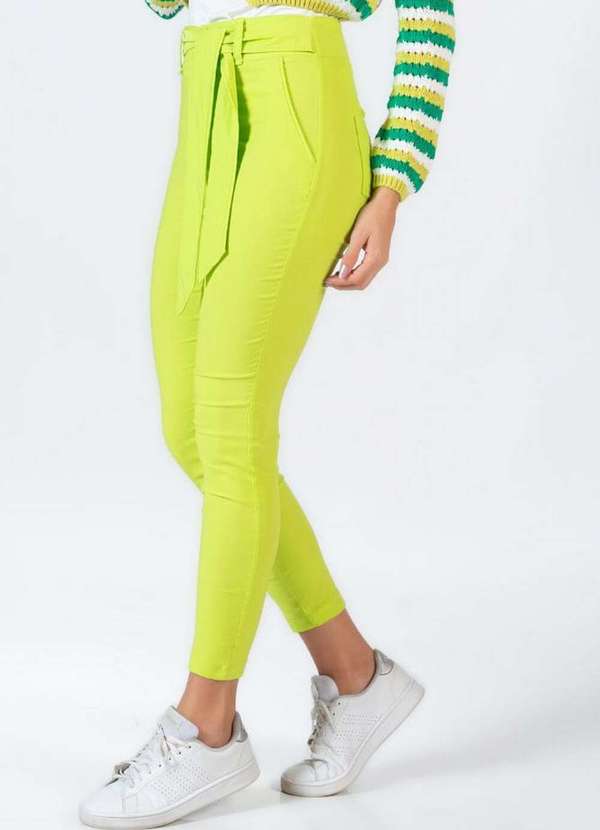 Lamis - Calca Skinny em Viscose com Faixa Verde 3