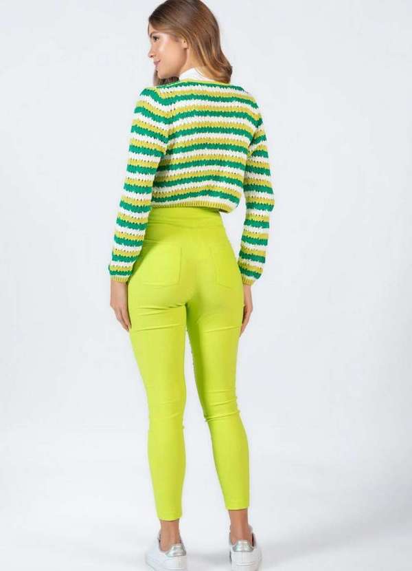 Lamis - Calca Skinny em Viscose com Faixa Verde 4