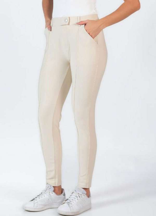 Lamis - Calca Social Reta com Bolso Creme 3