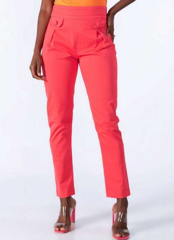 Lamis - Calca Social Reta Ziper Lateral Rosa