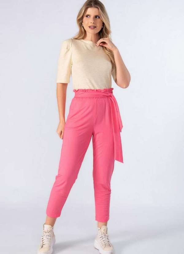 Lamis - Calca Viscose Clochard com Bolsos Rosa