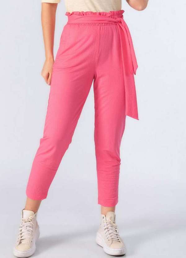 Lamis - Calca Viscose Clochard com Bolsos Rosa 2