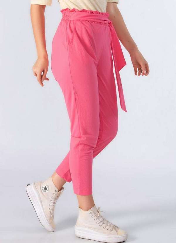 Lamis - Calca Viscose Clochard com Bolsos Rosa 3