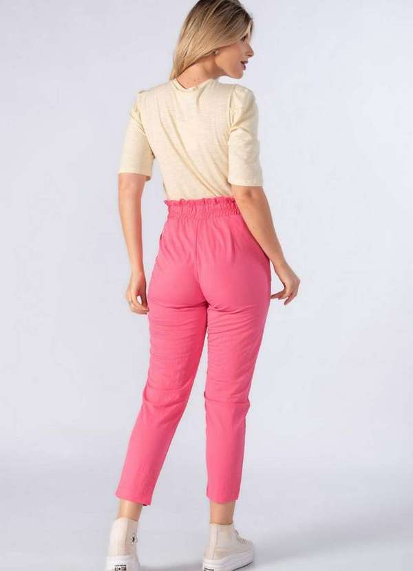 Lamis - Calca Viscose Clochard com Bolsos Rosa 4