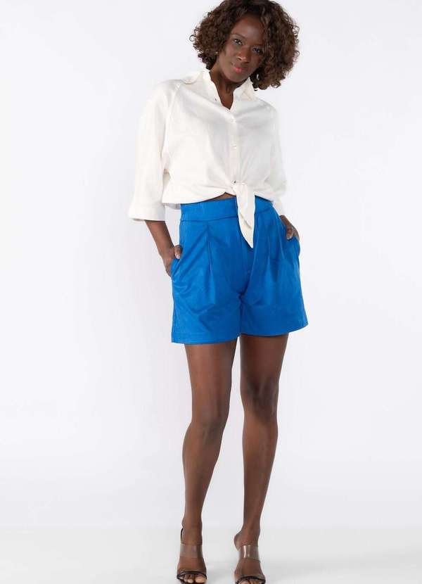 Lamis - Short em Suede com Pence Azul 2