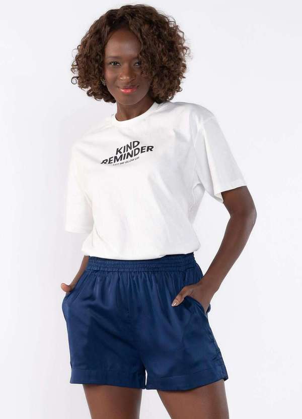 Lamis - Shorts Acetinado com Elastico na Cintura Azul