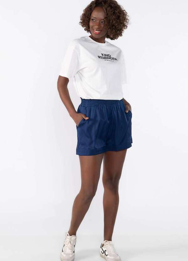 Lamis - Shorts Acetinado com Elastico na Cintura Azul 2