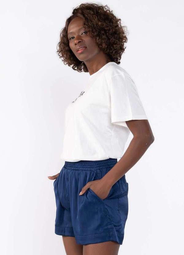 Lamis - Shorts Acetinado com Elastico na Cintura Azul 3