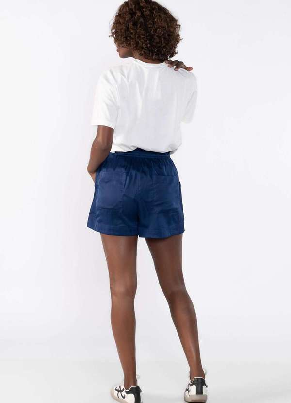 Lamis - Shorts Acetinado com Elastico na Cintura Azul 4