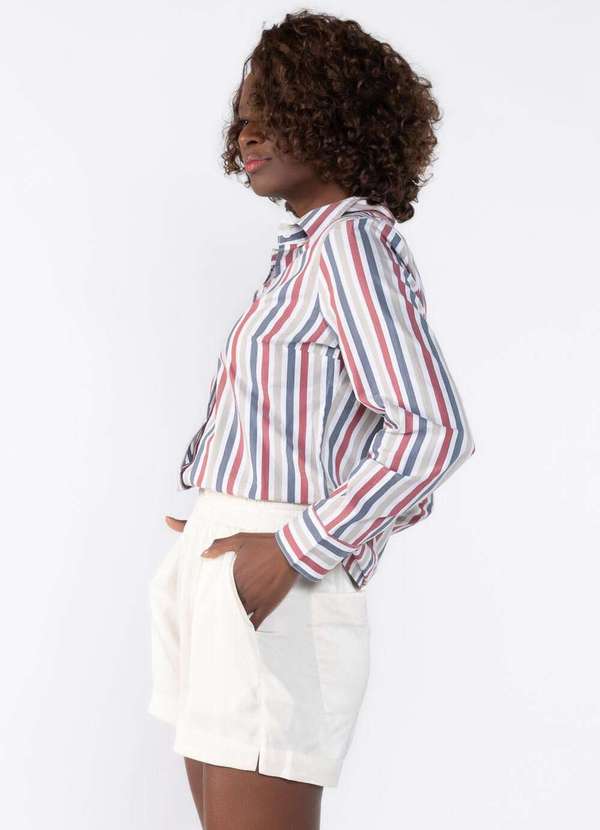 Lamis - Shorts Acetinado com Elastico na Cintura Bege 3