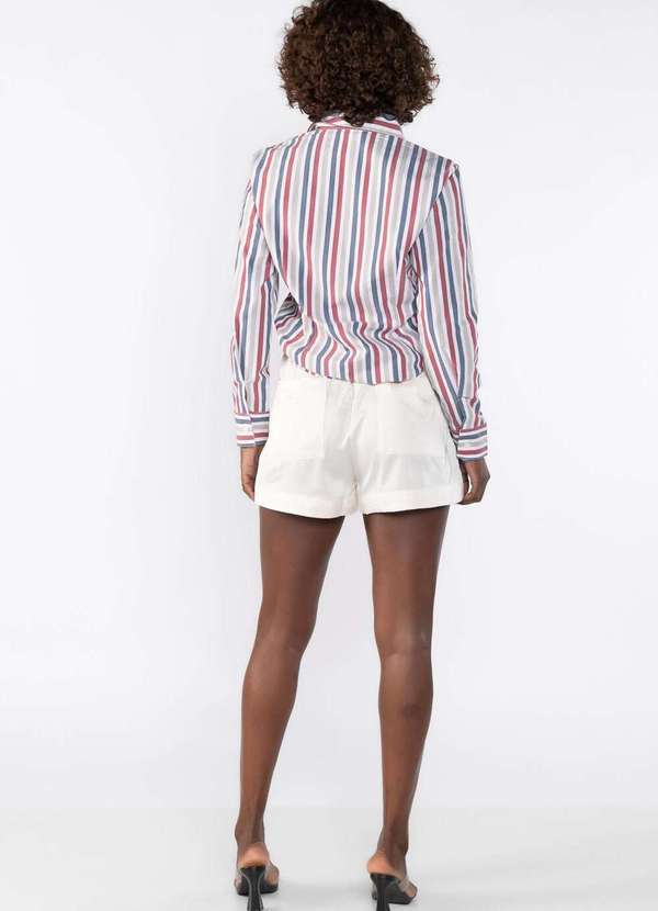 Lamis - Shorts Acetinado com Elastico na Cintura Bege 4