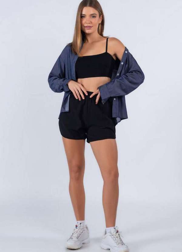 Lamis - Shorts Curto Elastico na Cintura Preto