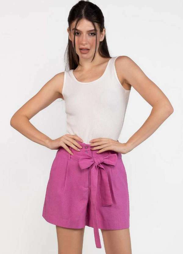 Lamis - Shorts em Linho Alfaiataria com Bolsos Roxo