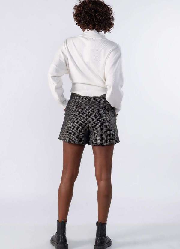 Lamis - Shorts Jacquard Cintura Alta Preto 4