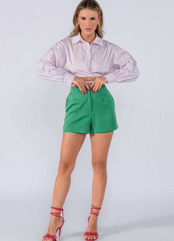 Shorts Liso Bolso Lateral Verde - Lamis