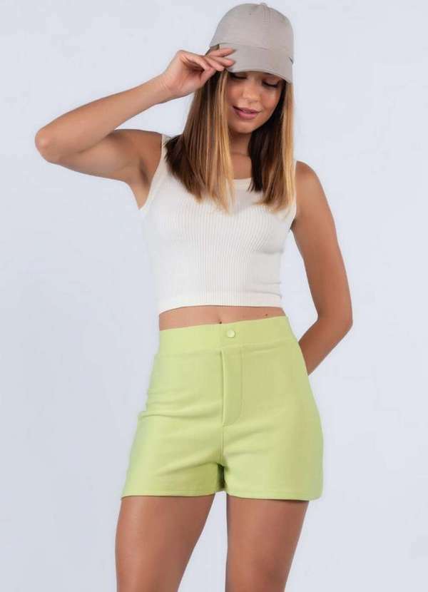 Lamis - Shorts Liso Cintura Alta Verde 2
