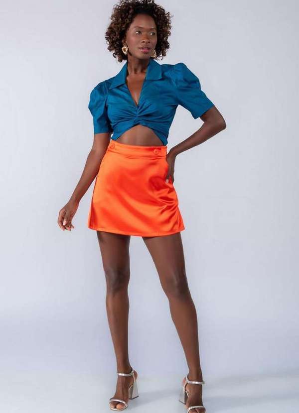 Lamis - Shorts Saia Acetinado Laranja