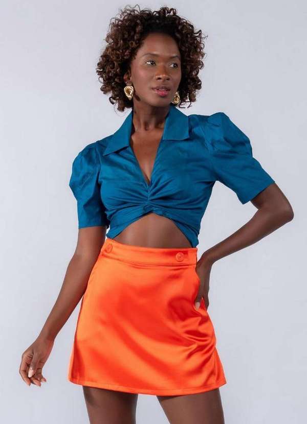 Lamis - Shorts Saia Acetinado Laranja 2