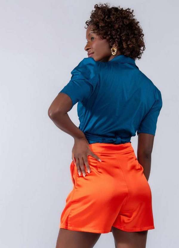 Lamis - Shorts Saia Acetinado Laranja 4