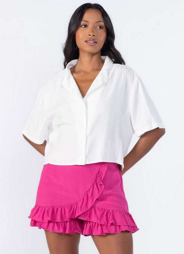 Lamis - Shorts Saia com Babados e Ziper Pink