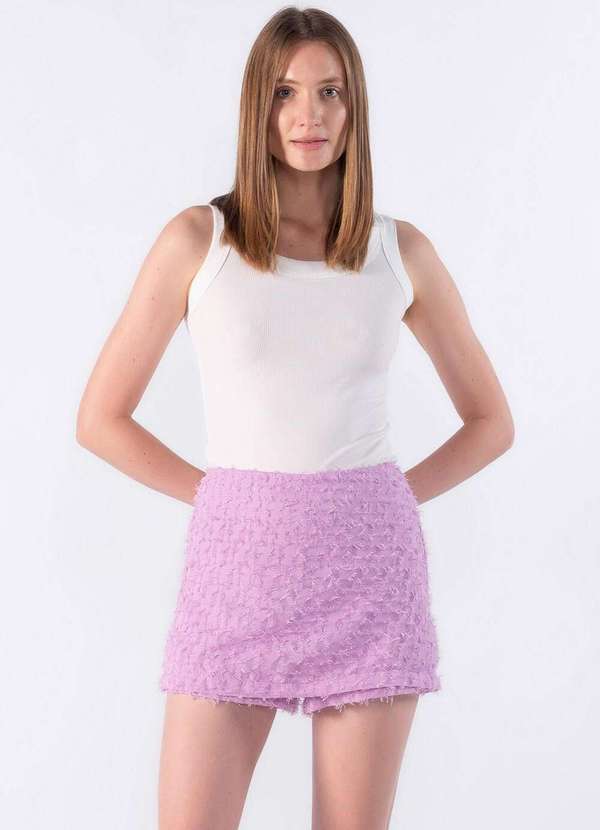 Lamis - Shorts Saia em Amoudi com Forro Lilas