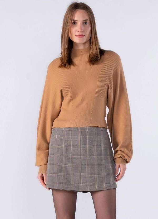 Lamis - Shorts Saia Estampa Xadrez Bolso Faca Preto