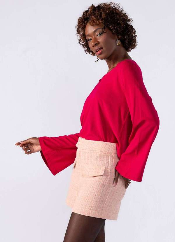 Lamis - Shorts Tweed Bolso Frontal Rosa 3