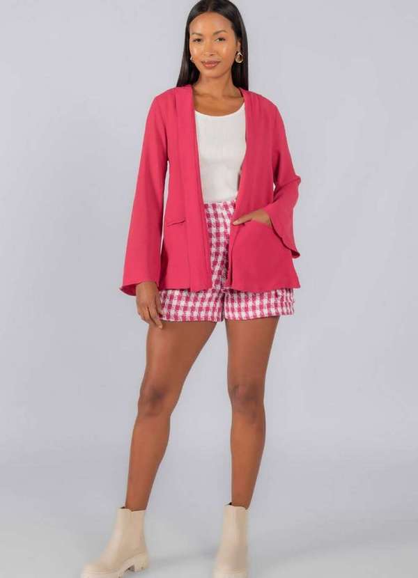 Lamis - Shorts Tweed com Bolso Fios em Lurex Rosa Fucsia