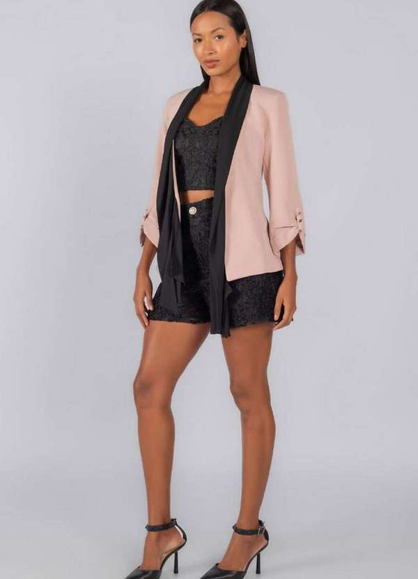 Lamis - Blazer Alfaiataria Bicolor Botoes no Punho Rose