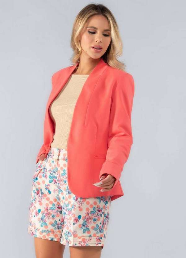 Lamis - Blazer Alfaiataria Classico sem Botao Coral 2