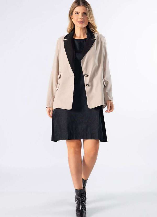 Lamis - Blazer Alfaiataria com Ombreiras Cinza