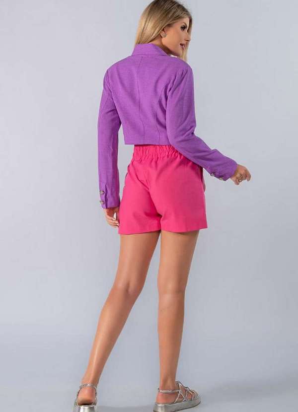 Lamis - Blazer Cropped Fechamento Ziper Roxo 4