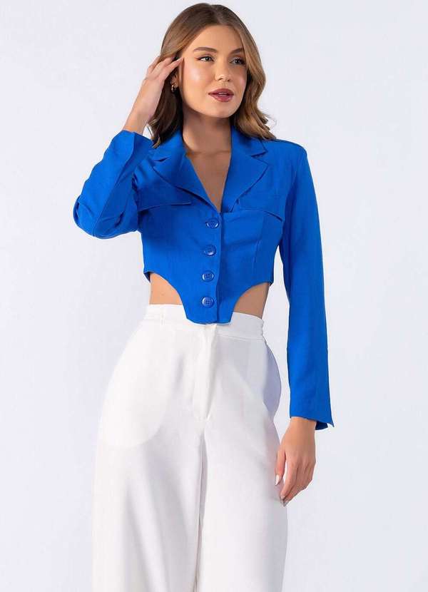 Lamis - Blazer Curto Forrado Azul