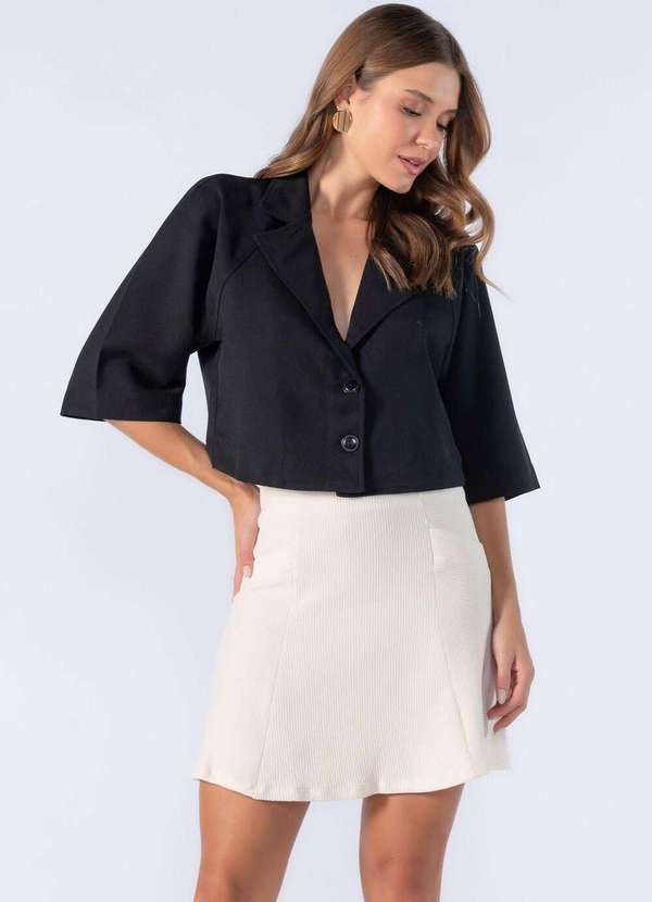 Lamis - Blazer Curto Manga 3/4 Preto