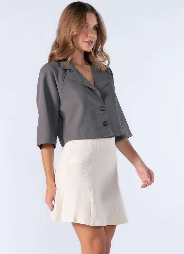 Lamis - Blazer Curto Manga 3/4 Cinza 3