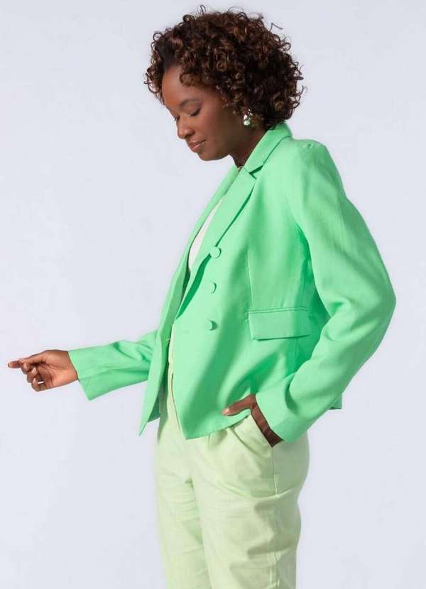 Lamis - Blazer em Viscose com Botoes Verde 3