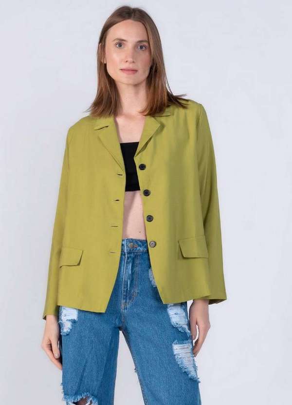 Lamis - Blazer em Viscose Tencel Leve Verde