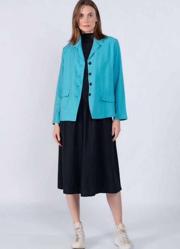 Lamis - Blazer em Viscose Tencel Leve Azul