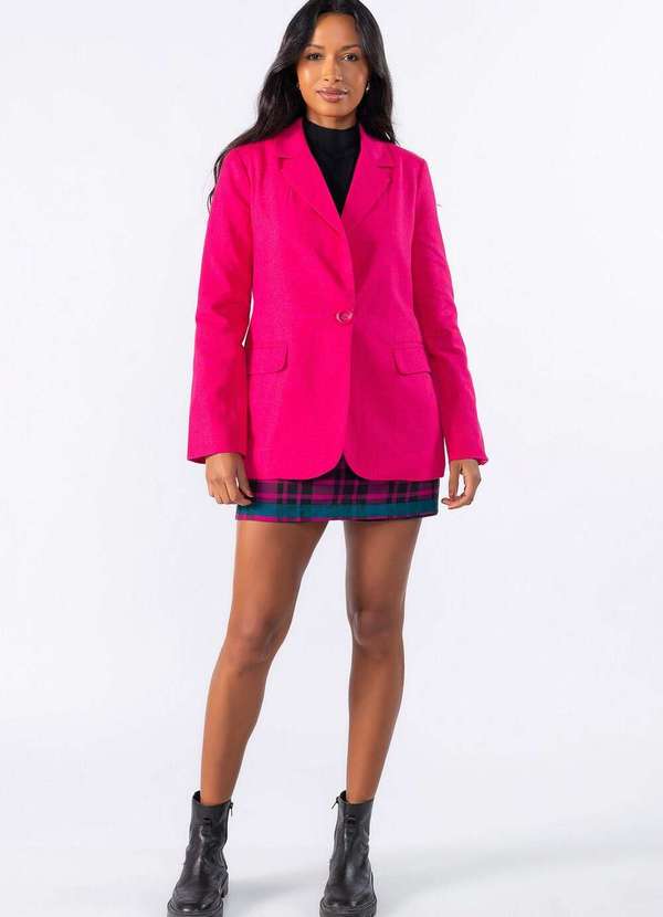 Lamis - Blazer Linho com Ombreiras Rosa