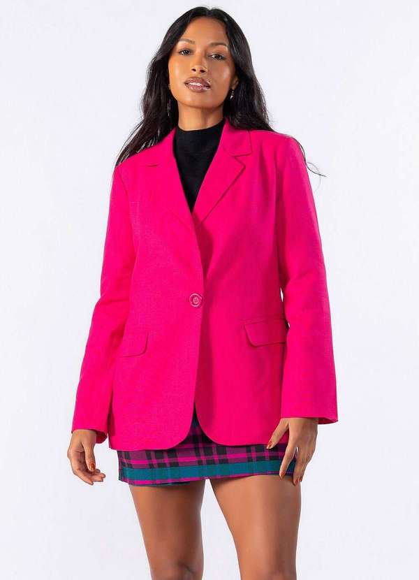 Lamis - Blazer Linho com Ombreiras Rosa 2