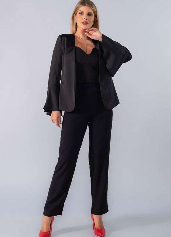 Lamis - Blazer Liso Manga Sino Preto 2