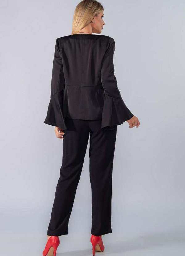 Lamis - Blazer Liso Manga Sino Preto 4