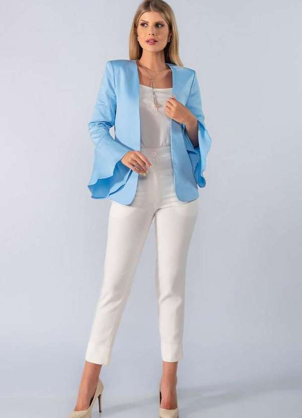 Lamis - Blazer Liso sem Botao Manga Sino Azul